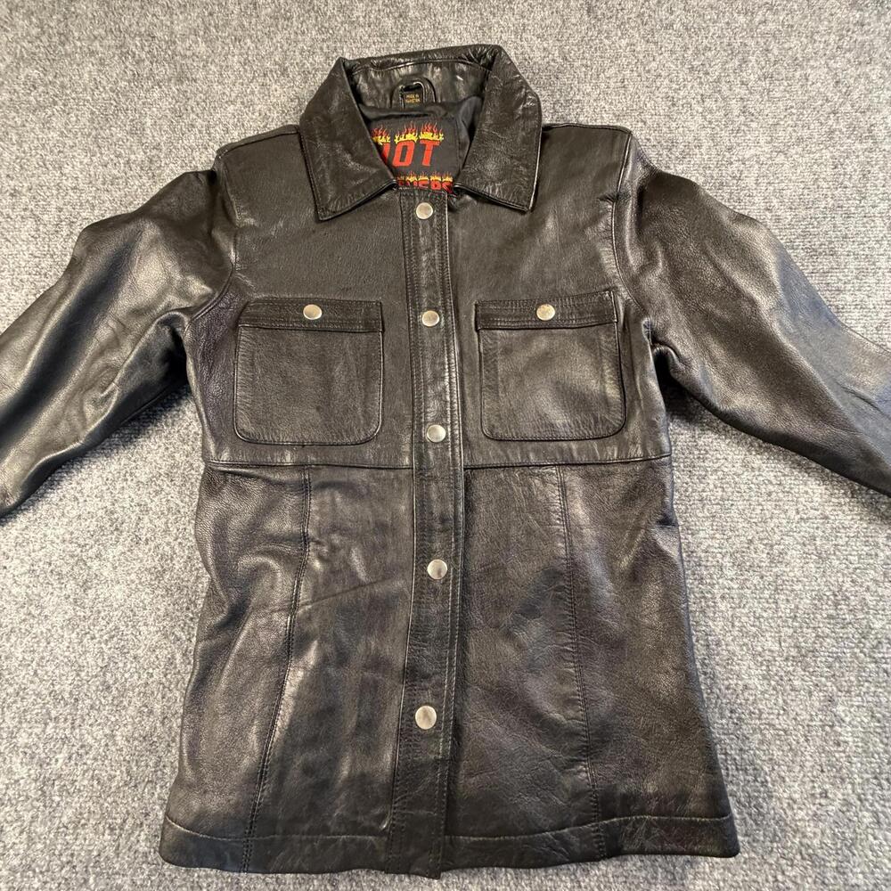 Hot Leathers Men's Black Genuine Leather‎ Jacket Size Small #H